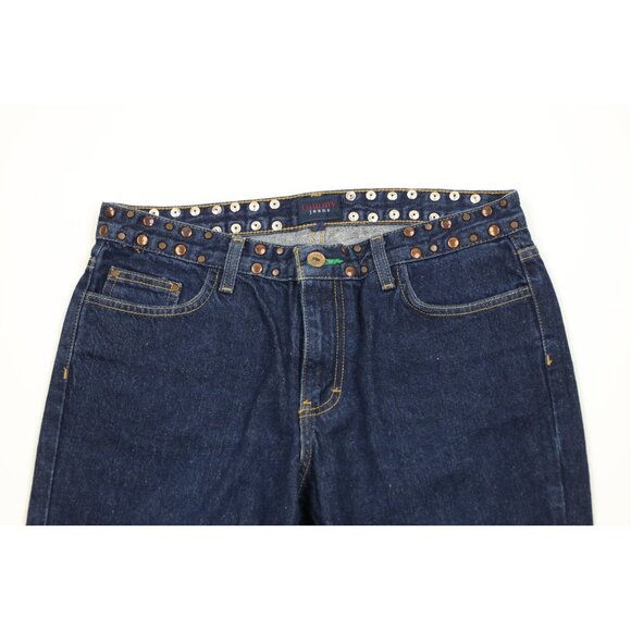 Vintage Y2K 2000 Tommy Hilfiger Womens 9 Copper Rivet Hipster Flared Denim Jeans - Picture 2 of 15